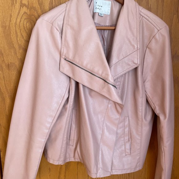 A NEW DAY Faux Leather Moto Jacket. Blush. Size L. - Picture 1 of 5